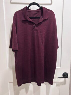 Men’s Burgundy Polo Shirt XXL Short Sleeve Textured Golf Casual Top